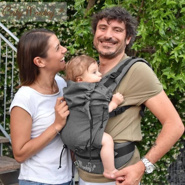 Mochila Ergonómica Regolo Essential BabyMonkey Negro Recien Nacido