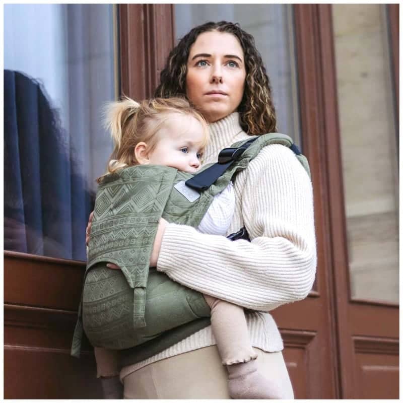 Mochila ergonómica fidella baby cubic lines moss